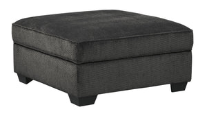 Benzara Square Fabric Upholstered Storage Ottoman with Tapered Legs, Charcoal Gray BM206319 Charcoal Gray Faux Wood BM206319