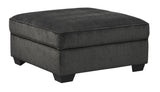 Benzara Square Fabric Upholstered Storage Ottoman with Tapered Legs, Charcoal Gray BM206319 Charcoal Gray Faux Wood BM206319