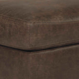 Benzara Leatherette Wooden Frame Ottoman with Tapered Legs, Brown BM206325 Brown Faux Leather and Faux Wood BM206325