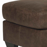 Benzara Leatherette Wooden Frame Ottoman with Tapered Legs, Brown BM206325 Brown Faux Leather and Faux Wood BM206325