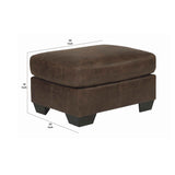 Benzara Leatherette Wooden Frame Ottoman with Tapered Legs, Brown BM206325 Brown Faux Leather and Faux Wood BM206325