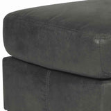 Benzara Leatherette Wooden Frame Ottoman with Tapered Block Legs, Charcoal Gray BM206328 Charcoal Gray Faux Leather and Faux Wood BM206328