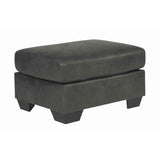 Benzara Leatherette Wooden Frame Ottoman with Tapered Block Legs, Charcoal Gray BM206328 Charcoal Gray Faux Leather and Faux Wood BM206328