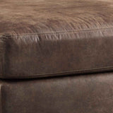 Benzara Leatherette Wooden Accent Ottoman with Tapered Block Legs, Brown BM206329 Brown Faux Leather and Faux Wood BM206329