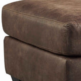 Benzara Leatherette Wooden Accent Ottoman with Tapered Block Legs, Brown BM206329 Brown Faux Leather and Faux Wood BM206329