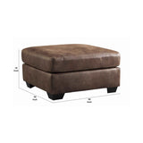 Benzara Leatherette Wooden Accent Ottoman with Tapered Block Legs, Brown BM206329 Brown Faux Leather and Faux Wood BM206329