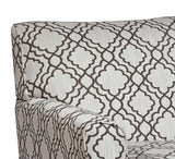 Benzara Fabric Upholstered Accent Chair with Quatrefoil Print, Gray and White BM206469 Gray and White Faux Wood BM206469