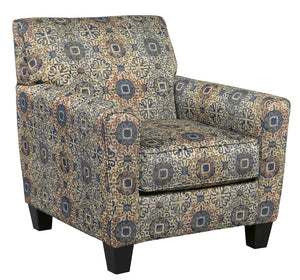 Benzara Fabric Upholstered Accent Chair with Rug Motif Pattern, Multicolor BM206471 Multicolor Faux Wood BM206471