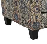 Benzara Fabric Upholstered Accent Chair with Rug Motif Pattern, Multicolor BM206471 Multicolor Faux Wood BM206471