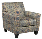 Fabric Upholstered Accent Chair with Rug Motif Pattern, Multicolor