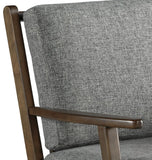 Benzara Wooden Accent Chair with Padded Seat and Back, Gray and Brown BM206474 Gray and Brown Faux Wood BM206474