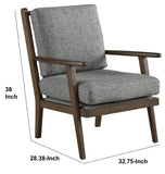 Benzara Wooden Accent Chair with Padded Seat and Back, Gray and Brown BM206474 Gray and Brown Faux Wood BM206474