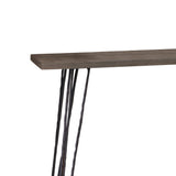 Benzara Wooden Console Table with Metal Hairpin Legs, Gray and Black BM206480 Gray and Black Wood and Metal BM206480