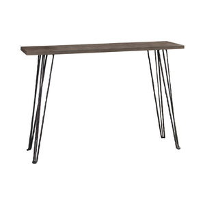 Benzara Wooden Console Table with Metal Hairpin Legs, Gray and Black BM206480 Gray and Black Wood and Metal BM206480