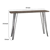 Benzara Wooden Console Table with Metal Hairpin Legs, Gray and Black BM206480 Gray and Black Wood and Metal BM206480