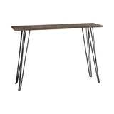 Benzara Wooden Console Table with Metal Hairpin Legs, Gray and Black BM206480 Gray and Black Wood and Metal BM206480