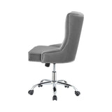 Benzara Nailhead Trimmed and Tufted Office Chair with Casters, Gray and Silver BM206500 Gray and Silver Metal and Fabric BM206500