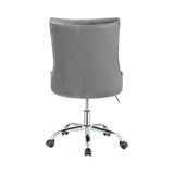 Benzara Nailhead Trimmed and Tufted Office Chair with Casters, Gray and Silver BM206500 Gray and Silver Metal and Fabric BM206500