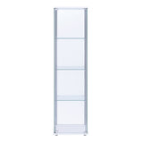 Benzara Glass and Metal Curio Cabinet with 4 Shelves, Clear and White BM206503 Clear and White Metal and Glass BM206503