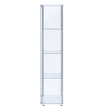 Benzara Glass and Metal Curio Cabinet with 4 Shelves, Clear and White BM206503 Clear and White Metal and Glass BM206503