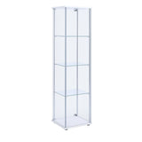 Benzara Glass and Metal Curio Cabinet with 4 Shelves, Clear and White BM206503 Clear and White Metal and Glass BM206503