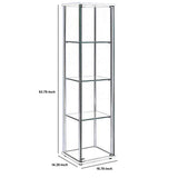 Benzara Glass and Metal Curio Cabinet with 4 Shelves, Clear and White BM206503 Clear and White Metal and Glass BM206503