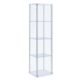 Benzara Glass and Metal Curio Cabinet with 4 Shelves, Clear and White BM206503 Clear and White Metal and Glass BM206503