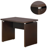 Benzara Transitional Style Wooden Desk Return with Wide Top, Espresso Brown BM206505 Brown Wood, MDF and Metal BM206505