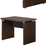Benzara Transitional Style Wooden Desk Return with Wide Top, Espresso Brown BM206505 Brown Wood, MDF and Metal BM206505