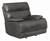 Claasic Leather Upholstered Wooden Power Gilding Recliner, Gray