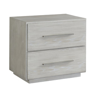 Benzara 2 Drawer Miter Front Wooden Nightstand with Bar Handles, Cotton Gray BM206638 Gray Solid Wood and Metal BM206638