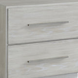 Benzara 2 Drawer Miter Front Wooden Nightstand with Bar Handles, Cotton Gray BM206638 Gray Solid Wood and Metal BM206638