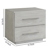 Benzara 2 Drawer Miter Front Wooden Nightstand with Bar Handles, Cotton Gray BM206638 Gray Solid Wood and Metal BM206638