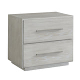 Benzara 2 Drawer Miter Front Wooden Nightstand with Bar Handles, Cotton Gray BM206638 Gray Solid Wood and Metal BM206638