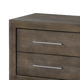 Benzara 2 Drawer Wooden Nightstand with Metal Bar Handles, Dark Pine BM206639 Pine Solid Wood and Metal BM206639