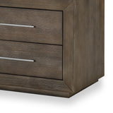 Benzara 2 Drawer Wooden Nightstand with Metal Bar Handles, Dark Pine BM206639 Pine Solid Wood and Metal BM206639