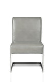 Benzara Leatherette Upholstered with Dining Chair with Cantilever Base, Gray BM206642 Gray Faux Leather and Steel BM206642