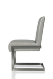 Benzara Leatherette Upholstered with Dining Chair with Cantilever Base, Gray BM206642 Gray Faux Leather and Steel BM206642