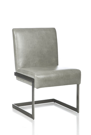 Benzara Leatherette Upholstered with Dining Chair with Cantilever Base, Gray BM206642 Gray Faux Leather and Steel BM206642