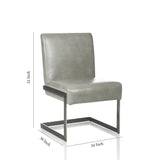 Benzara Leatherette Upholstered with Dining Chair with Cantilever Base, Gray BM206642 Gray Faux Leather and Steel BM206642