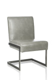 Benzara Leatherette Upholstered with Dining Chair with Cantilever Base, Gray BM206642 Gray Faux Leather and Steel BM206642