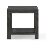 Benzara Wooden End Table with Block Legs and Open Shelf, Dark Gray BM206650 Gray Solid Wood BM206650