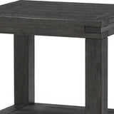 Benzara Wooden End Table with Block Legs and Open Shelf, Dark Gray BM206650 Gray Solid Wood BM206650