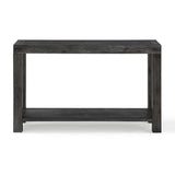 Benzara Wooden Console Table with Block Legs and Open Shelf, Dark Gray BM206651 Gray Solid Wood BM206651