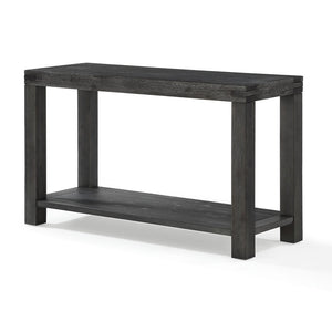 Benzara Wooden Console Table with Block Legs and Open Shelf, Dark Gray BM206651 Gray Solid Wood BM206651