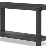 Benzara Wooden Console Table with Block Legs and Open Shelf, Dark Gray BM206651 Gray Solid Wood BM206651