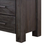 Benzara 2 Drawer Nightstand with Block Legs and Metal Bar Pulls, Dark Gray BM206653 Gray Solid Wood and Metal BM206653