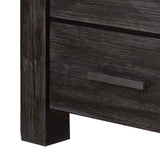 Benzara 2 Drawer Nightstand with Block Legs and Metal Bar Pulls, Dark Gray BM206653 Gray Solid Wood and Metal BM206653