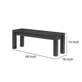 Benzara Rustic Style Wooden Bench with Block Legs, Dark Gray BM206656 Gray Solid Wood BM206656