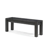 Benzara Rustic Style Wooden Bench with Block Legs, Dark Gray BM206656 Gray Solid Wood BM206656